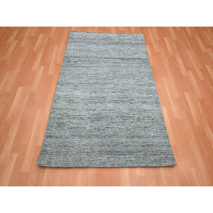 3'10" x 6'1" New Hand Knotted Grey Silk Rectangle Oriental Rug - MOA10275654