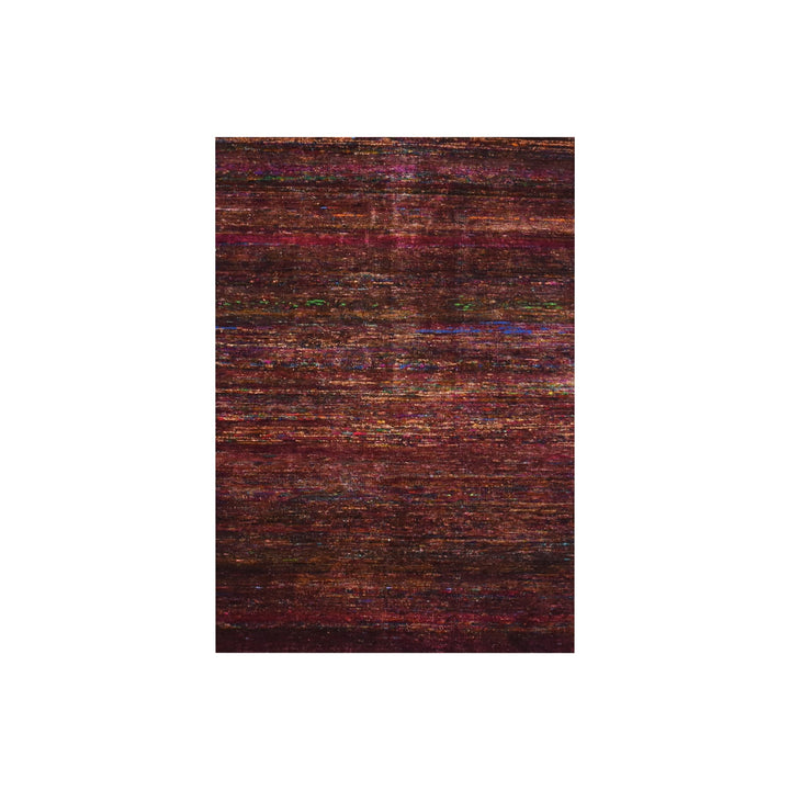 3'11" x 5'8" New Hand Knotted Red Sari Silk Rectangle Oriental Rug - MOA10275656