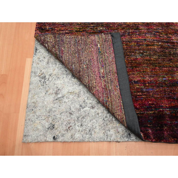 3'11" x 5'8" New Hand Knotted Red Sari Silk Rectangle Oriental Rug - MOA10275656