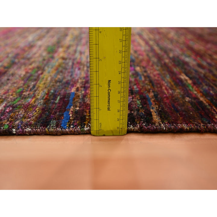 3'11" x 5'8" New Hand Knotted Red Sari Silk Rectangle Oriental Rug - MOA10275656