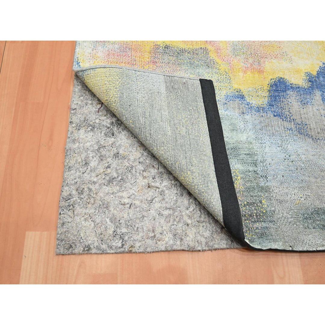 2'11" x 12'0" New Hand Knotted Grey Silk Runner Oriental Rug - MOA10275657