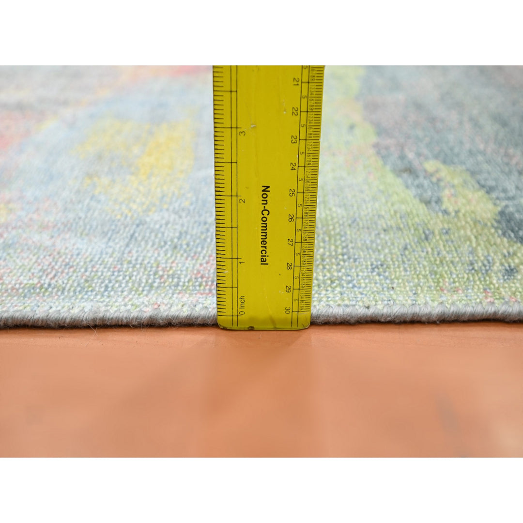 2'11" x 12'0" New Hand Knotted Grey Silk Runner Oriental Rug - MOA10275657