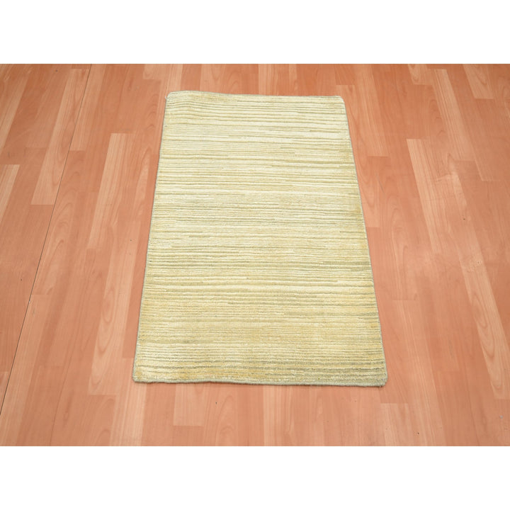 2'0" x 3'0" New Hand Knotted Beige Wool & Silk Rectangle Oriental Rug - MOA10275662
