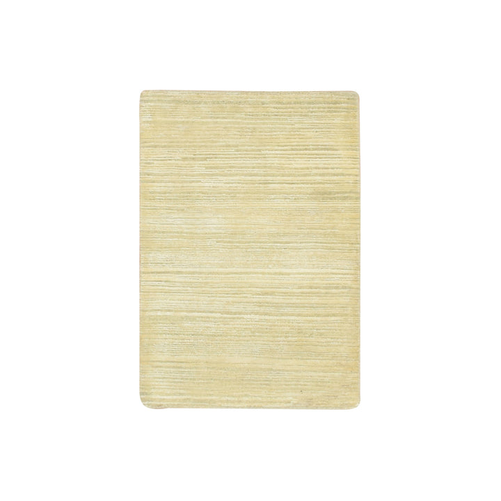2'0" x 3'0" New Hand Knotted Beige Wool & Silk Rectangle Oriental Rug - MOA10275663