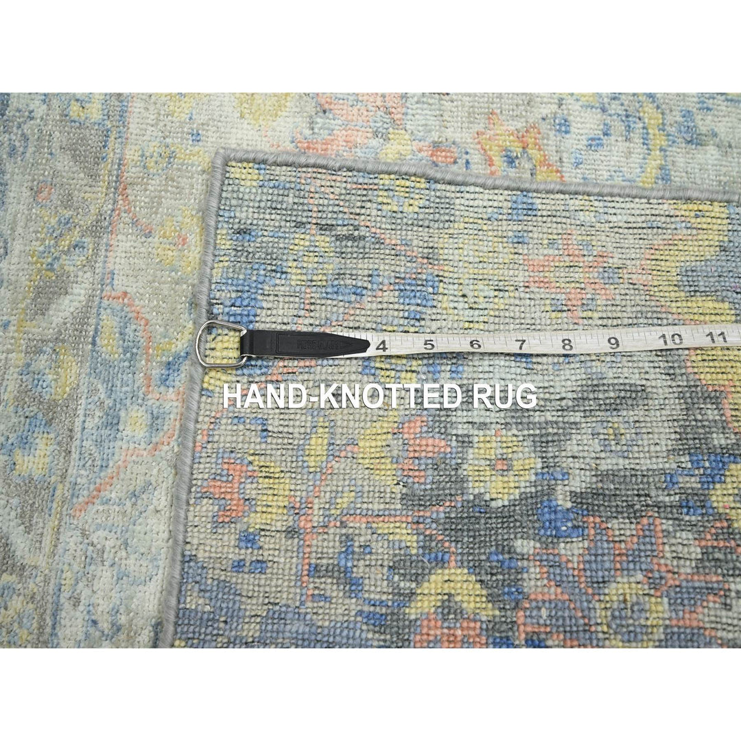 2'1" x 2'10" New Hand Knotted Grey Wool & Pure Silk Rectangle Oriental Rug - MOA10275664