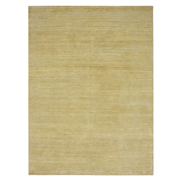 8'11" x 12'3" New Hand Knotted Brown Wool & Silk Rectangle Oriental Rug - MOA10275671