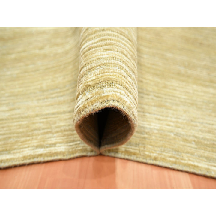 8'11" x 12'3" New Hand Knotted Brown Wool & Silk Rectangle Oriental Rug - MOA10275671