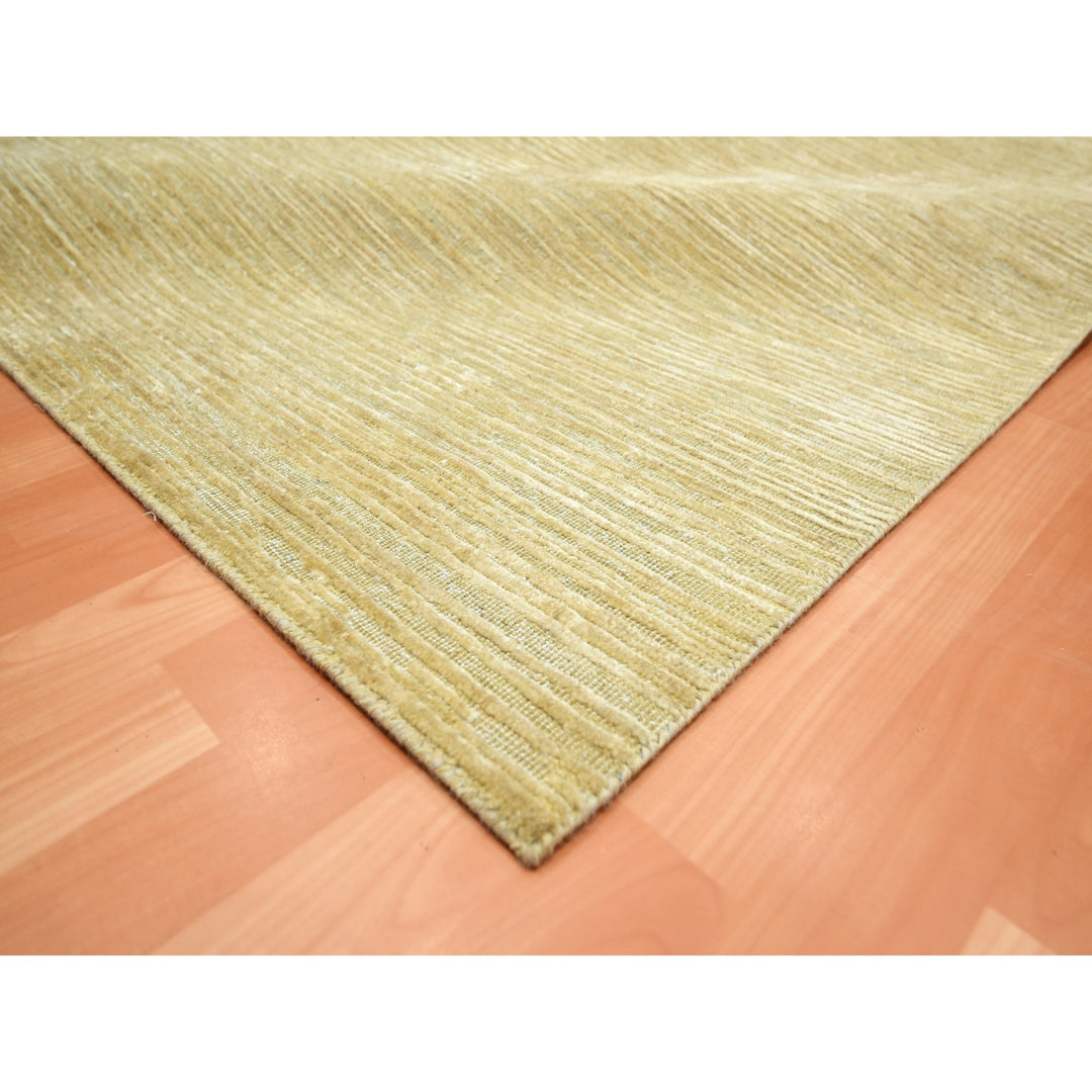 8'11" x 12'3" New Hand Knotted Brown Wool & Silk Rectangle Oriental Rug - MOA10275671