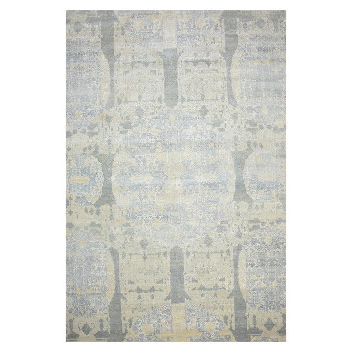 11'11" x 18'2" New Hand Knotted Ivory Wool & Silk Rectangle Oriental Rug - MOA10275674