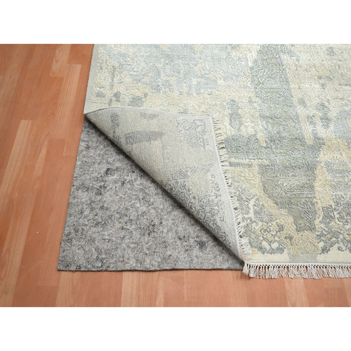 11'11" x 18'2" New Hand Knotted Ivory Wool & Silk Rectangle Oriental Rug - MOA10275674