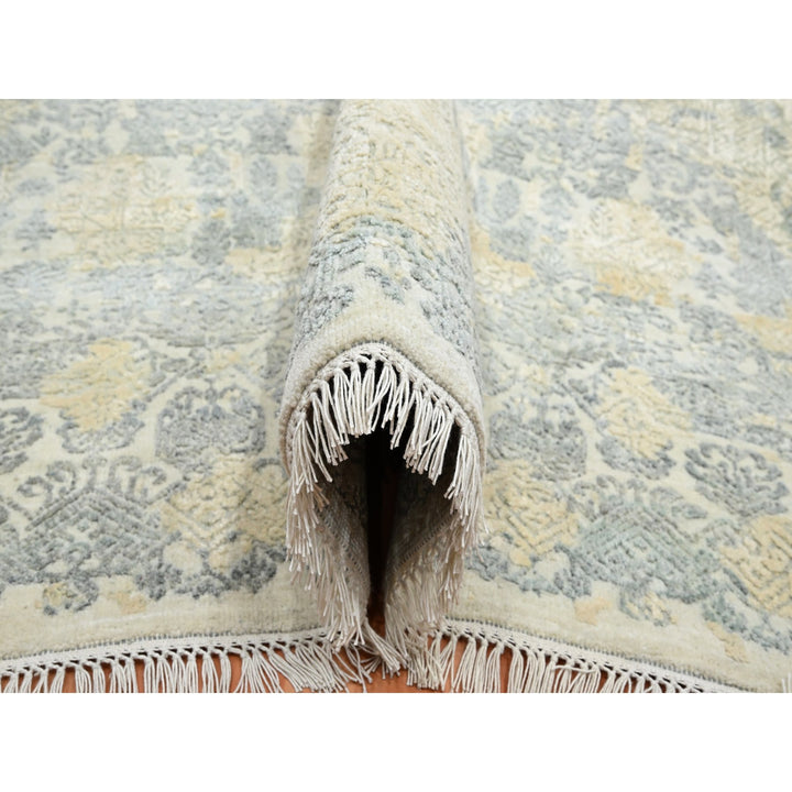 11'11" x 18'2" New Hand Knotted Ivory Wool & Silk Rectangle Oriental Rug - MOA10275674