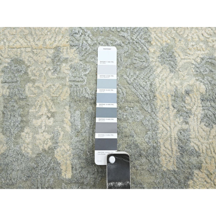 11'11" x 18'2" New Hand Knotted Ivory Wool & Silk Rectangle Oriental Rug - MOA10275674