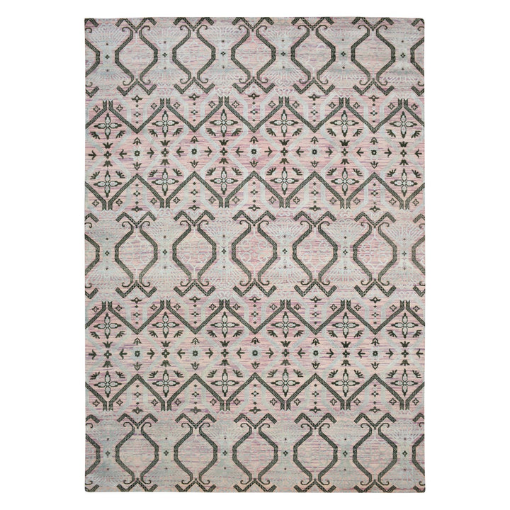 10'0" x 14'2" New Hand Knotted Purple Wool & Silk Rectangle Oriental Rug - MOA10275676