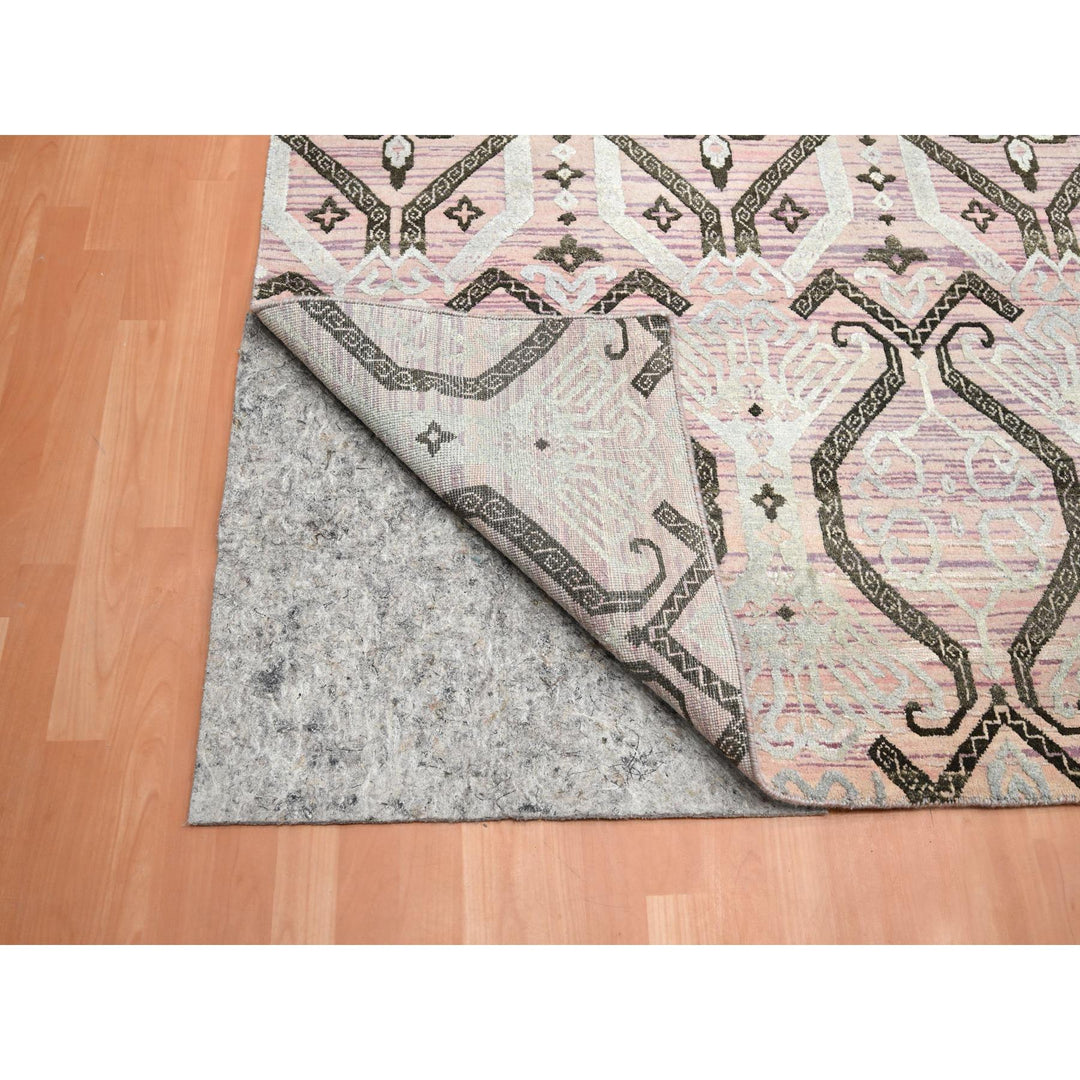 10'0" x 14'2" New Hand Knotted Purple Wool & Silk Rectangle Oriental Rug - MOA10275676