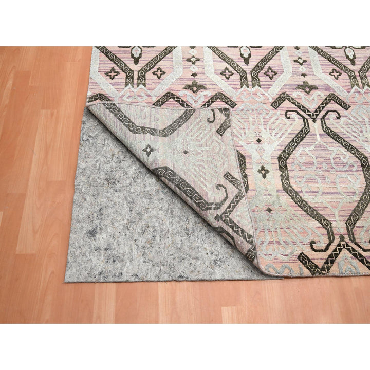 10'0" x 14'2" New Hand Knotted Purple Wool & Silk Rectangle Oriental Rug - MOA10275676