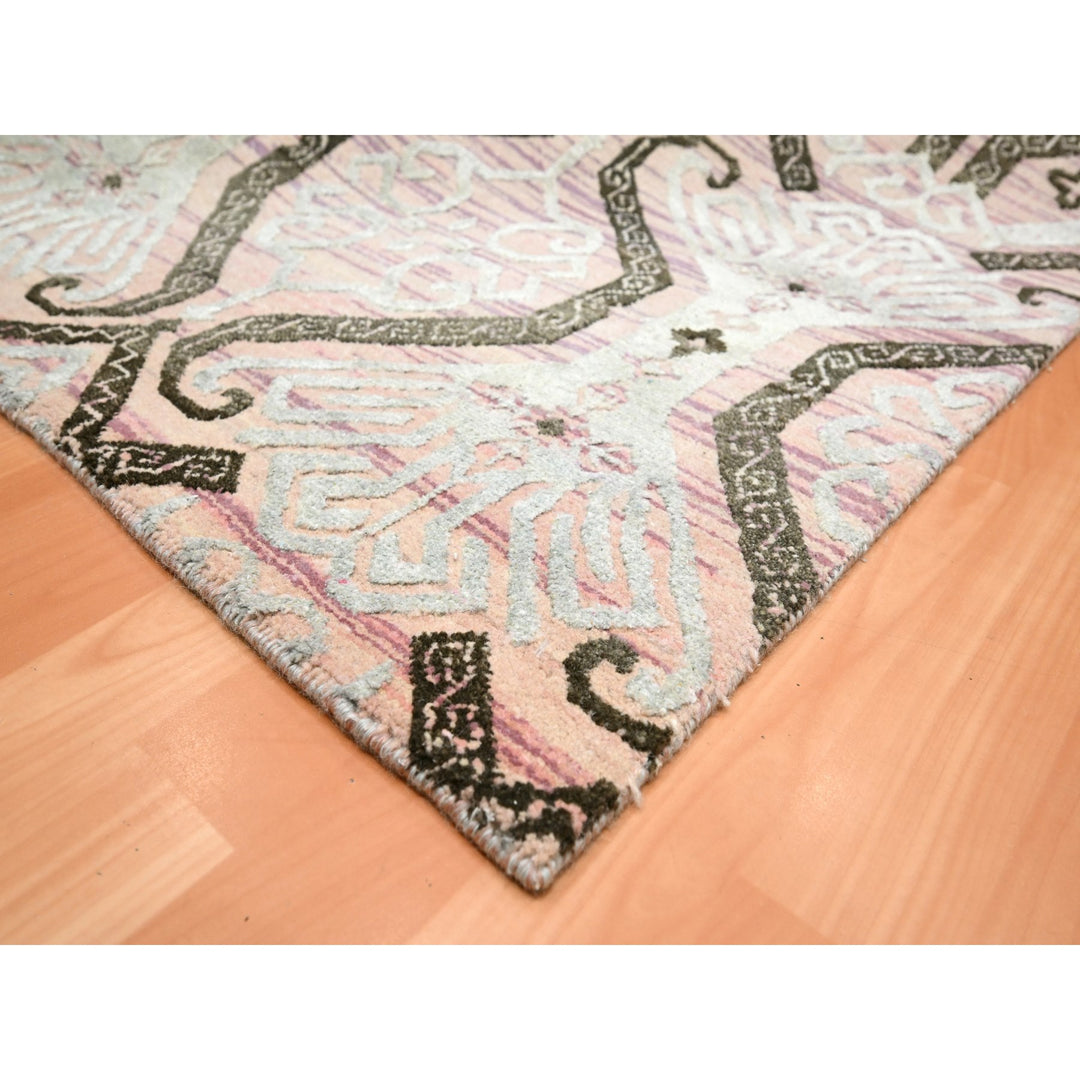 10'0" x 14'2" New Hand Knotted Purple Wool & Silk Rectangle Oriental Rug - MOA10275676