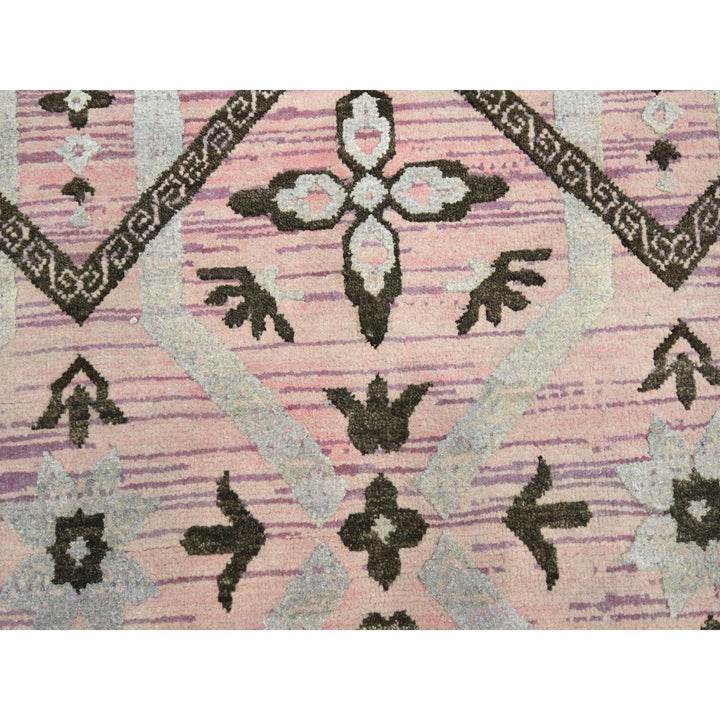 10'0" x 14'2" New Hand Knotted Purple Wool & Silk Rectangle Oriental Rug - MOA10275676