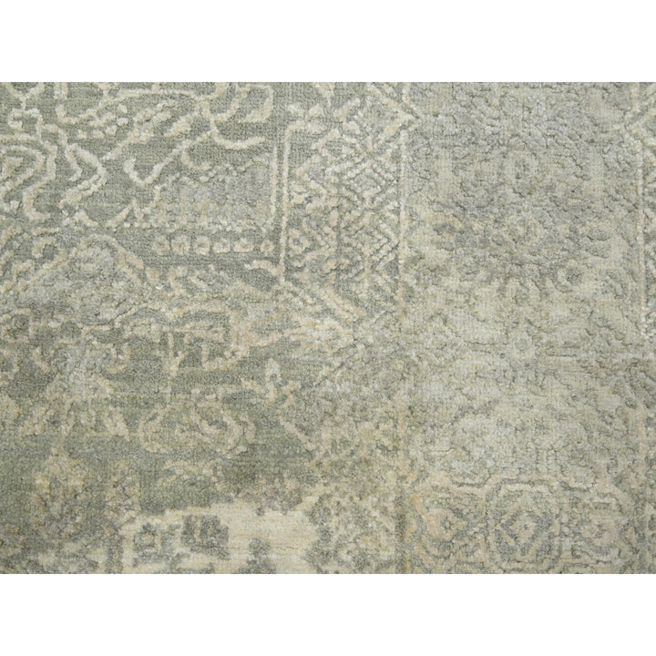 11'10" x 11'11" New Hand Knotted Ivory Wool & Silk Round Oriental Rug - MOA10275677