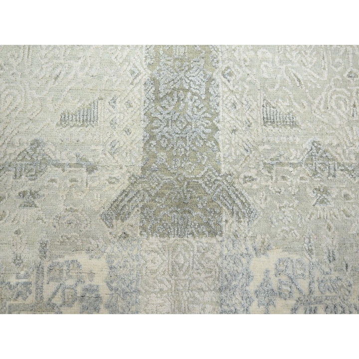 8'10" x 12'0" New Hand Knotted Ivory Wool & Silk Rectangle Oriental Rug - MOA10275682