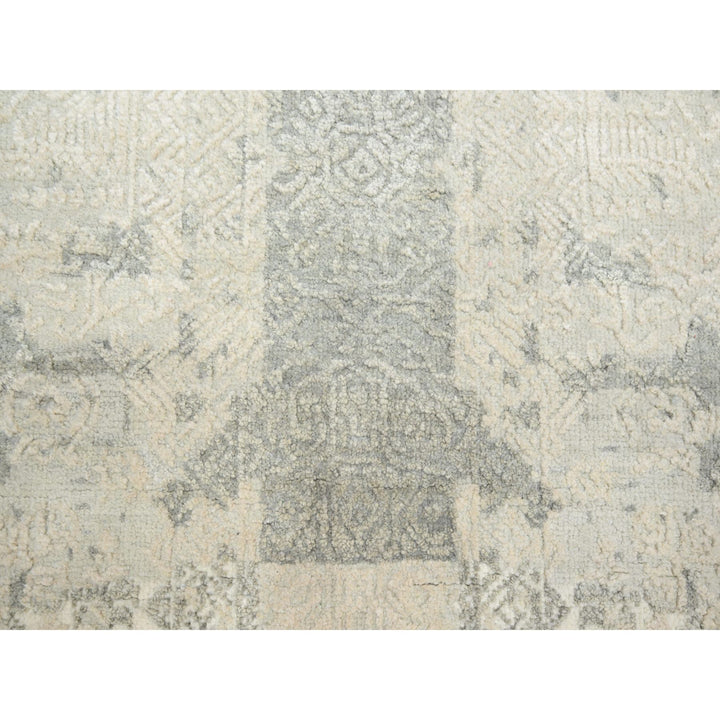 8'1" x 10'1" New Hand Knotted Ivory Wool & Silk Rectangle Oriental Rug - MOA10275683