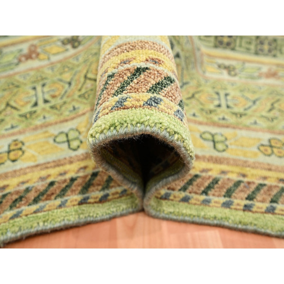 9'0" x 12'1" New Hand Knotted Green Wool Rectangle Oriental Rug - MOA10275684