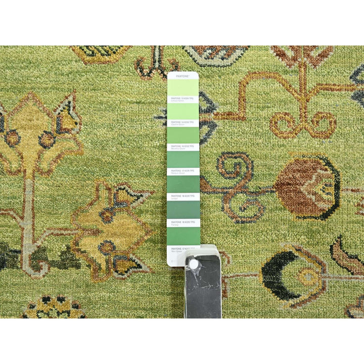 9'0" x 12'1" New Hand Knotted Green Wool Rectangle Oriental Rug - MOA10275684