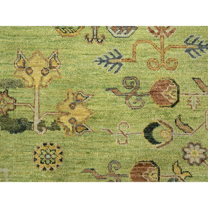 9'0" x 12'1" New Hand Knotted Green Wool Rectangle Oriental Rug - MOA10275684