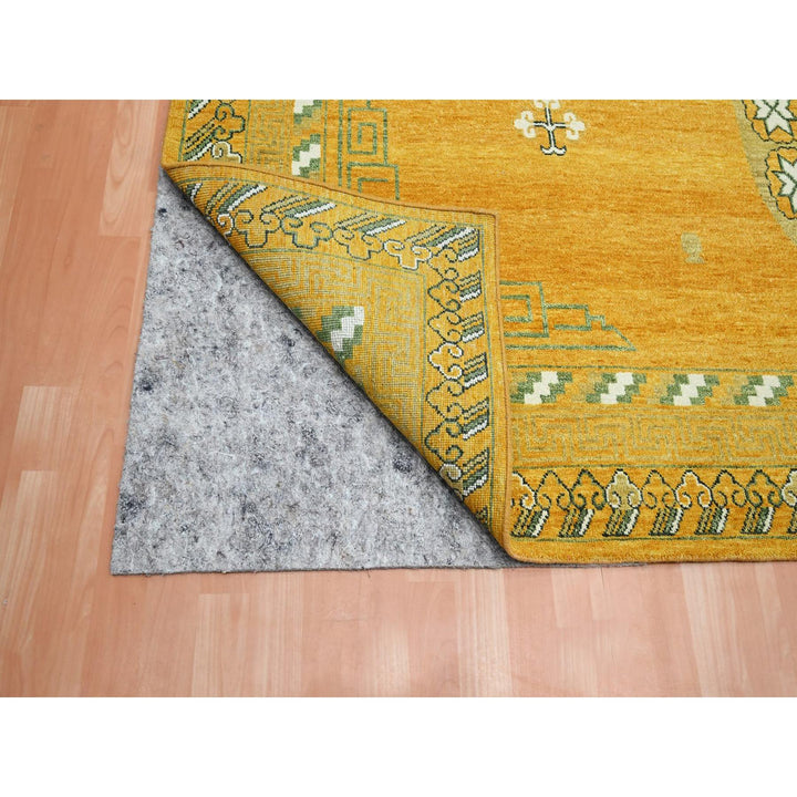 9'0" x 12'4" New Hand Knotted Yellow Wool Rectangle Oriental Rug - MOA10275685