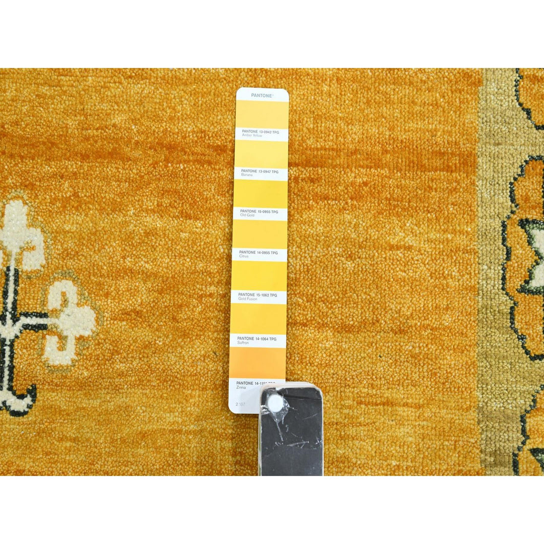 9'0" x 12'4" New Hand Knotted Yellow Wool Rectangle Oriental Rug - MOA10275685