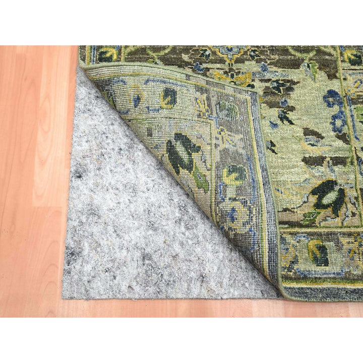 2'6" x 12'4" New Hand Knotted Green Wool Runner Oriental Rug - MOA10275687