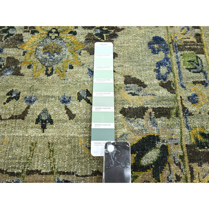 2'6" x 12'4" New Hand Knotted Green Wool Runner Oriental Rug - MOA10275687