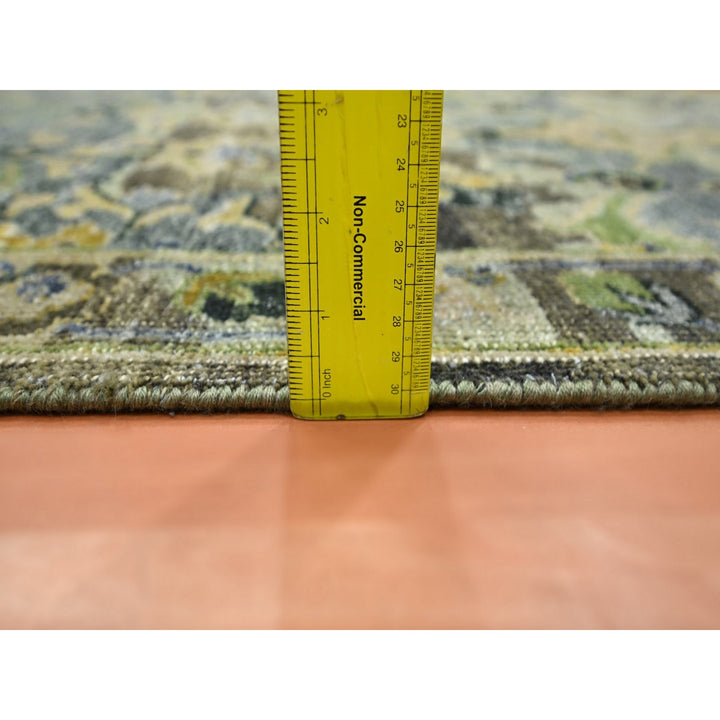 2'6" x 12'4" New Hand Knotted Green Wool Runner Oriental Rug - MOA10275687