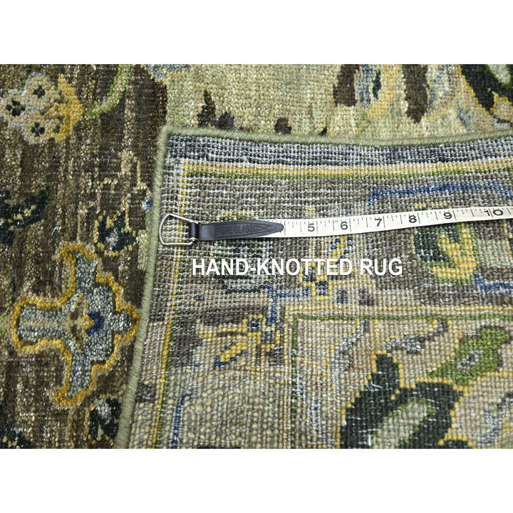 2'6" x 12'4" New Hand Knotted Green Wool Runner Oriental Rug - MOA10275687
