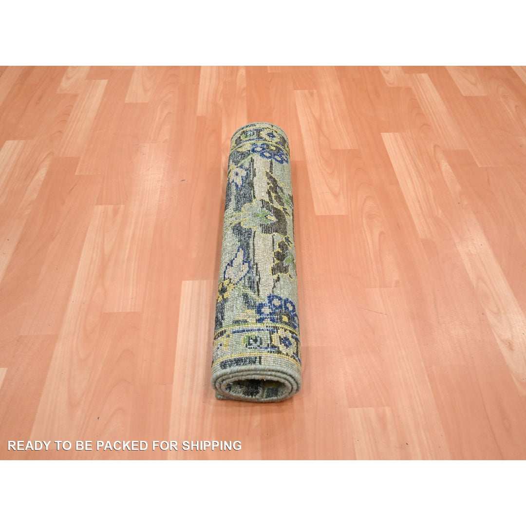 2'2" x 3'4" New Hand Knotted Green Wool Rectangle Oriental Rug - MOA10275690