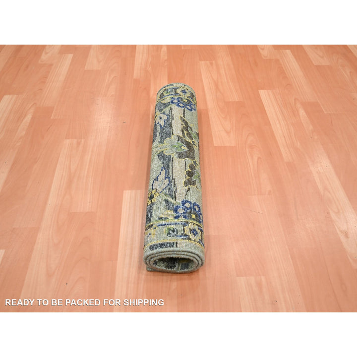2'2" x 3'4" New Hand Knotted Green Wool Rectangle Oriental Rug - MOA10275690