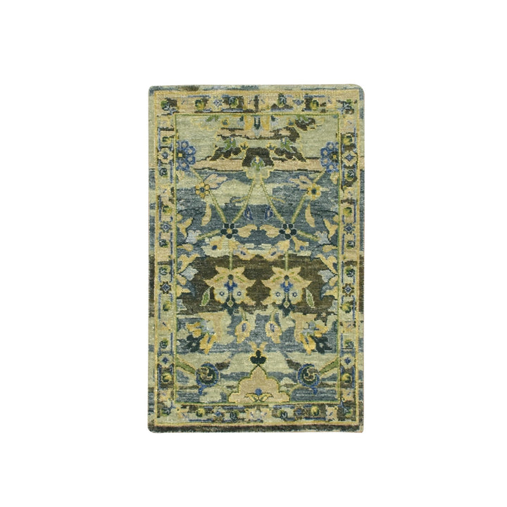 2'1" x 3'5" New Hand Knotted Green Wool Rectangle Oriental Rug - MOA10275691