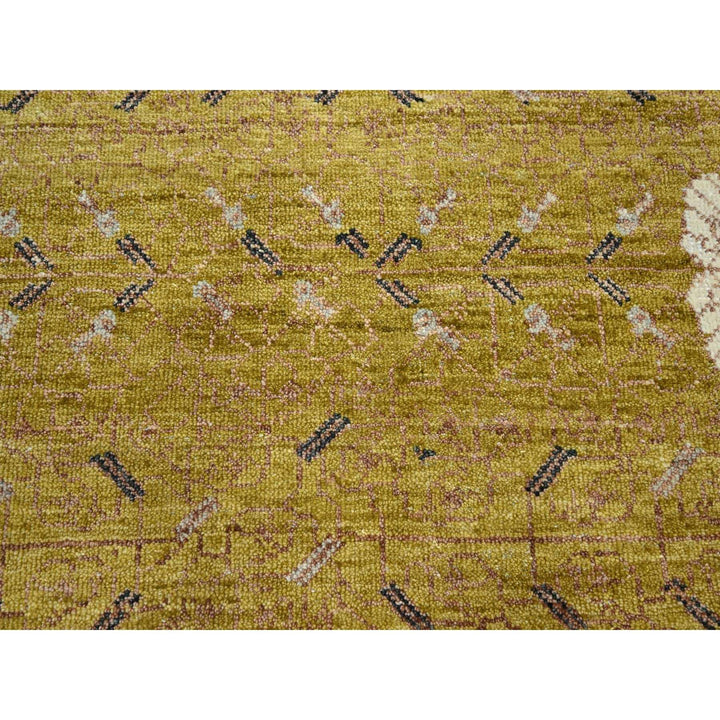 9'1" x 12'1" New Hand Knotted Yellow Wool Rectangle Oriental Rug - MOA10275692