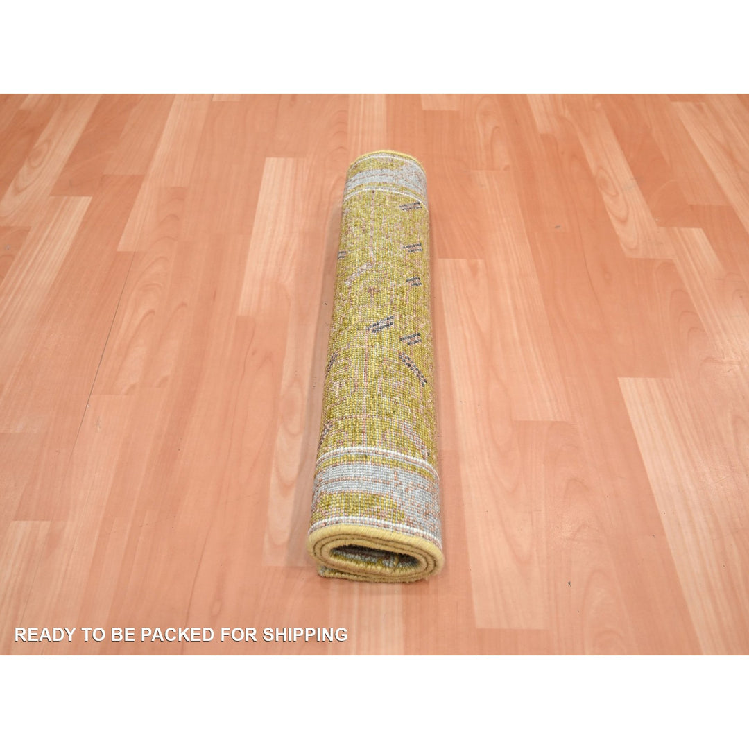 2'1" x 3'1" New Hand Knotted Yellow Wool Rectangle Oriental Rug - MOA10275693