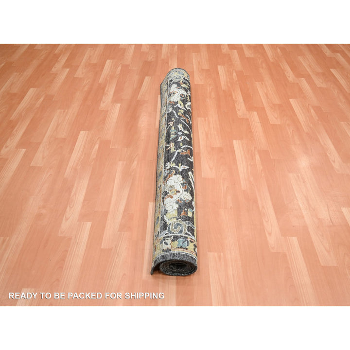 5'1" x 7'4" New Hand Knotted Black Wool Rectangle Oriental Rug - MOA10275696