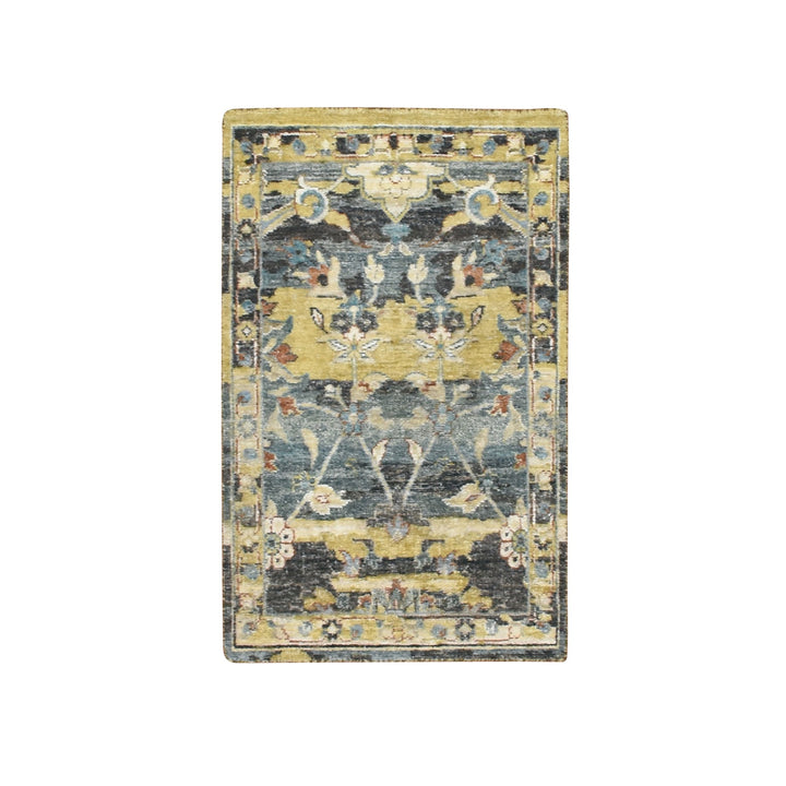 2'0" x 3'3" New Hand Knotted Yellow Wool Rectangle Oriental Rug - MOA10275697