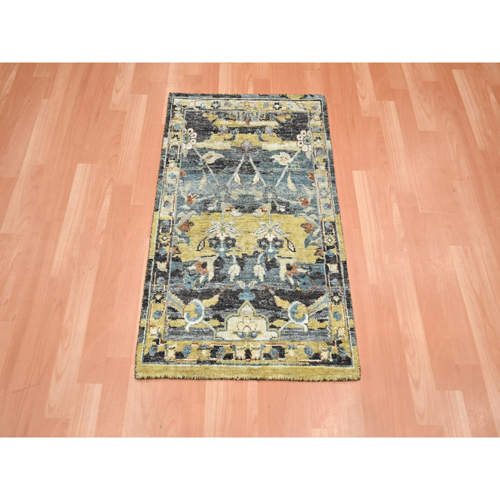 2'0" x 3'3" New Hand Knotted Yellow Wool Rectangle Oriental Rug - MOA10275697