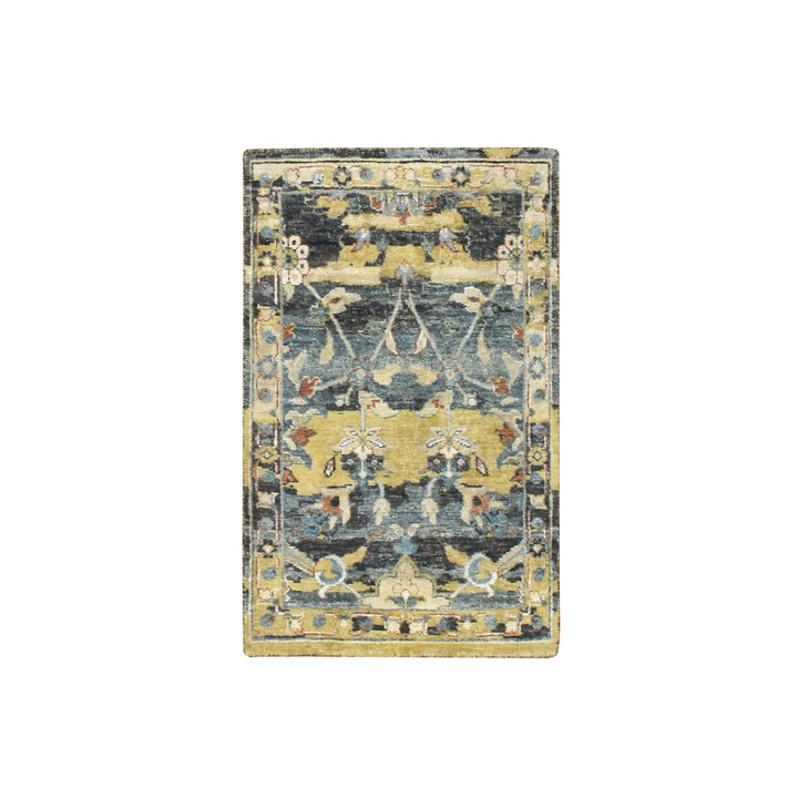2'0" x 3'3" New Hand Knotted Yellow Wool Rectangle Oriental Rug - MOA10275698
