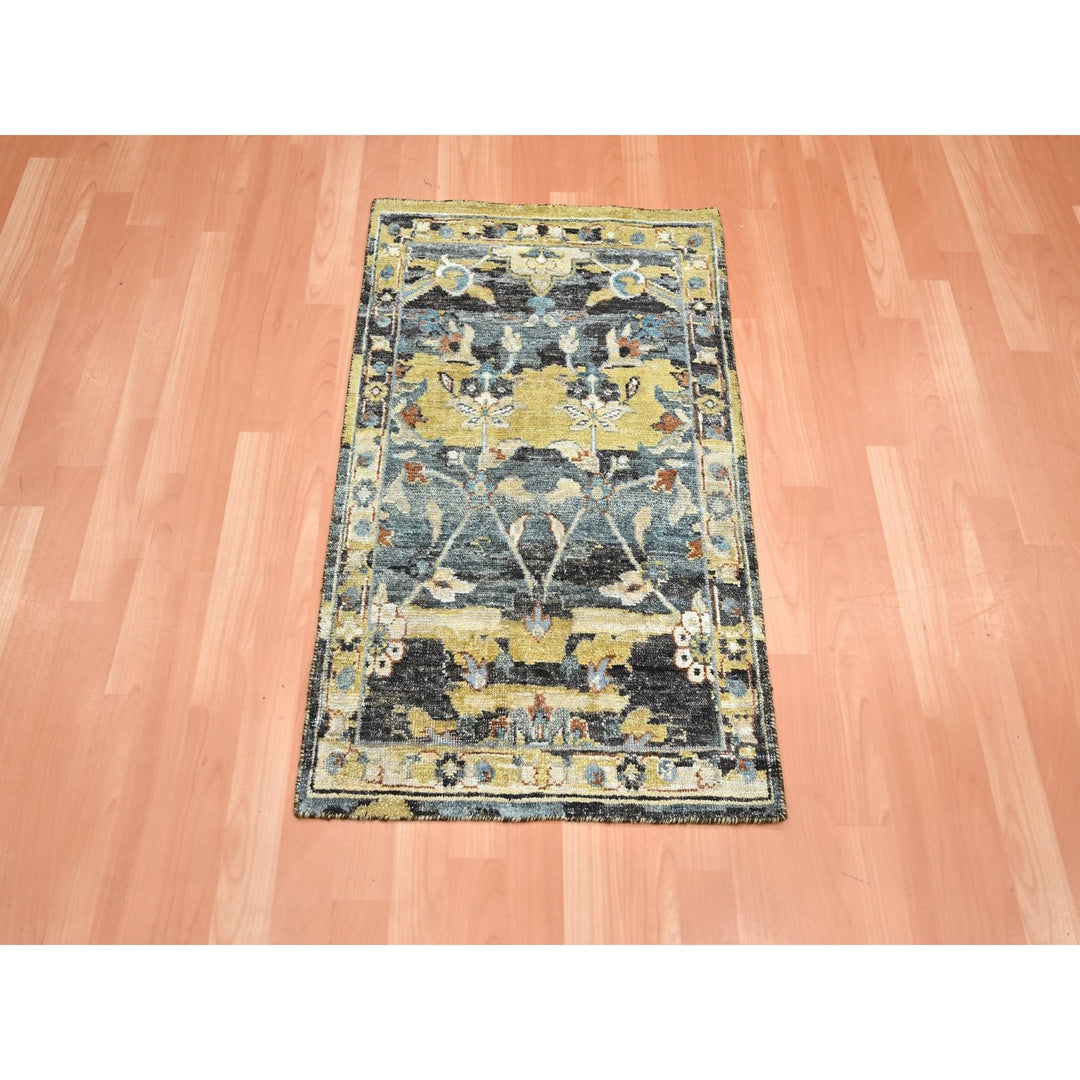 2'0" x 3'3" New Hand Knotted Yellow Wool Rectangle Oriental Rug - MOA10275698