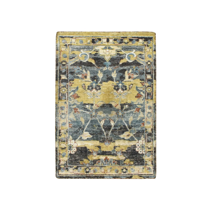 2'0" x 3'3" New Hand Knotted Yellow Wool Rectangle Oriental Rug - MOA10275699