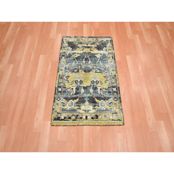 2'0" x 3'3" New Hand Knotted Yellow Wool Rectangle Oriental Rug - MOA10275699