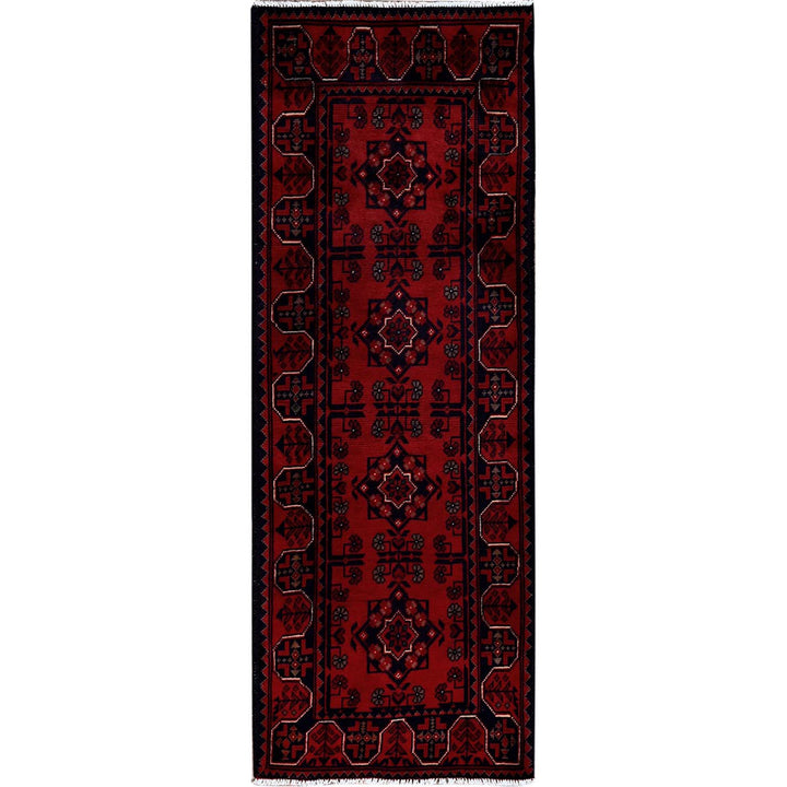 1'9" x 4'9" New Hand Knotted Red Wool Runner Oriental Rug - MOA102756
