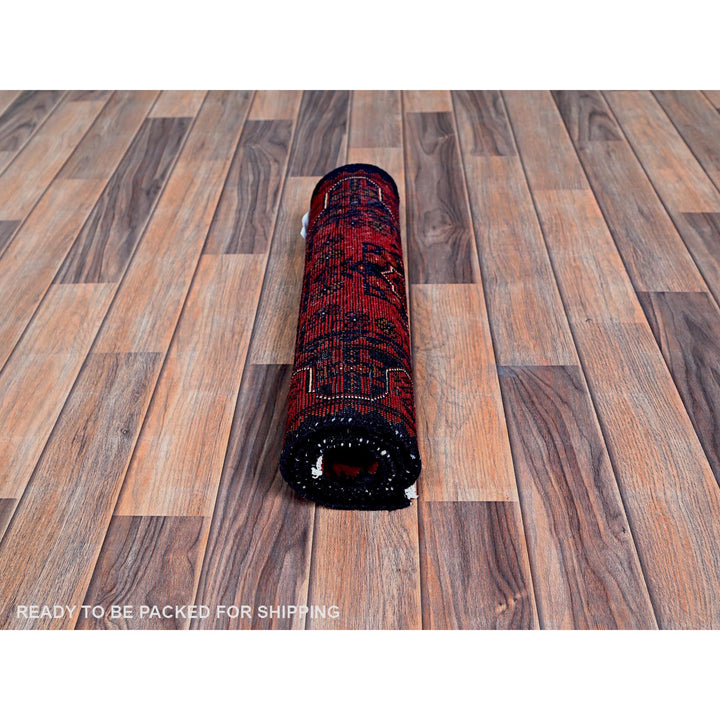 1'9" x 4'9" New Hand Knotted Red Wool Runner Oriental Rug - MOA102756