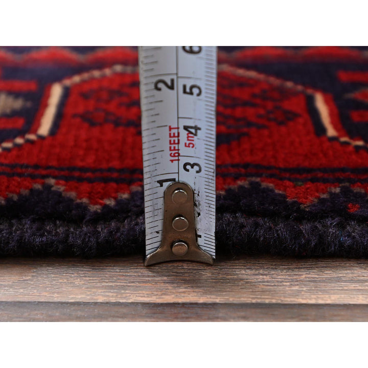 1'9" x 4'9" New Hand Knotted Red Wool Runner Oriental Rug - MOA102756