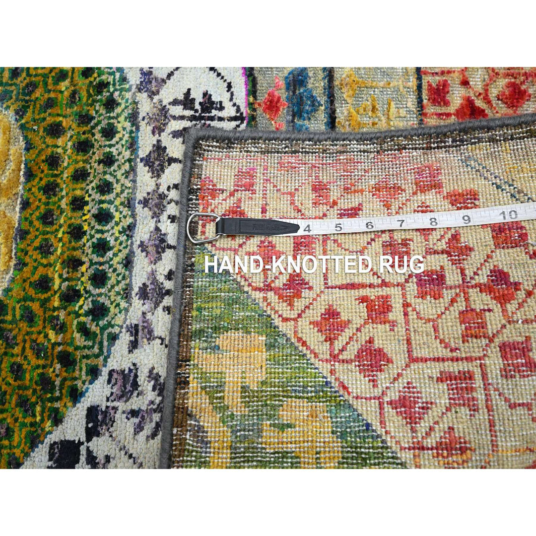 3'2" x 5'2" New Hand Knotted Yellow Wool & Sari Silk Rectangle Oriental Rug - MOA10275702