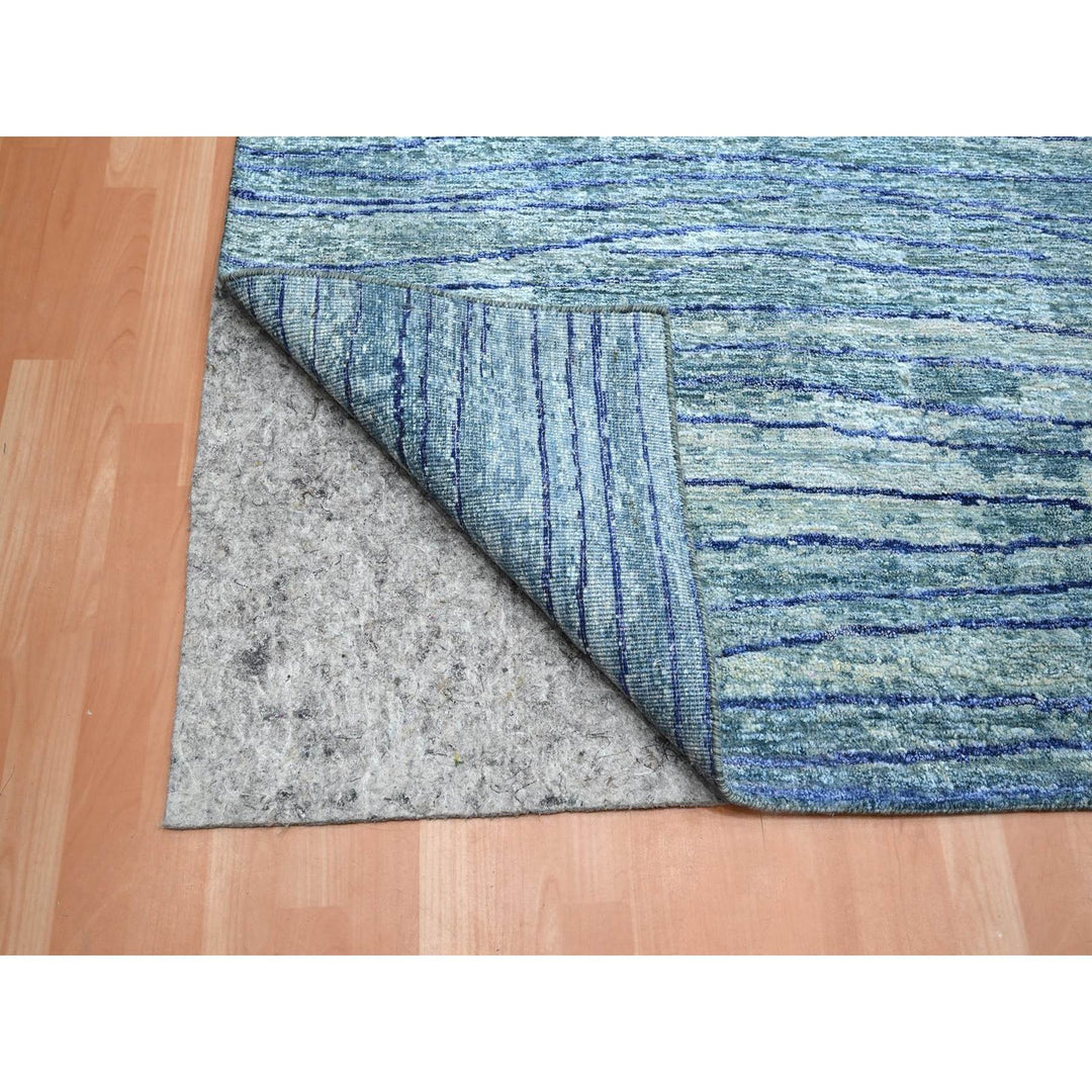 9'11" x 14'2" New Hand Knotted Blue Silk Rectangle Oriental Rug - MOA10275703